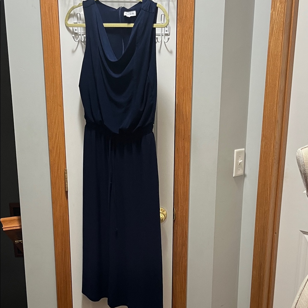 Chic Navy Blue Sleeveless Jumpsuit Size S